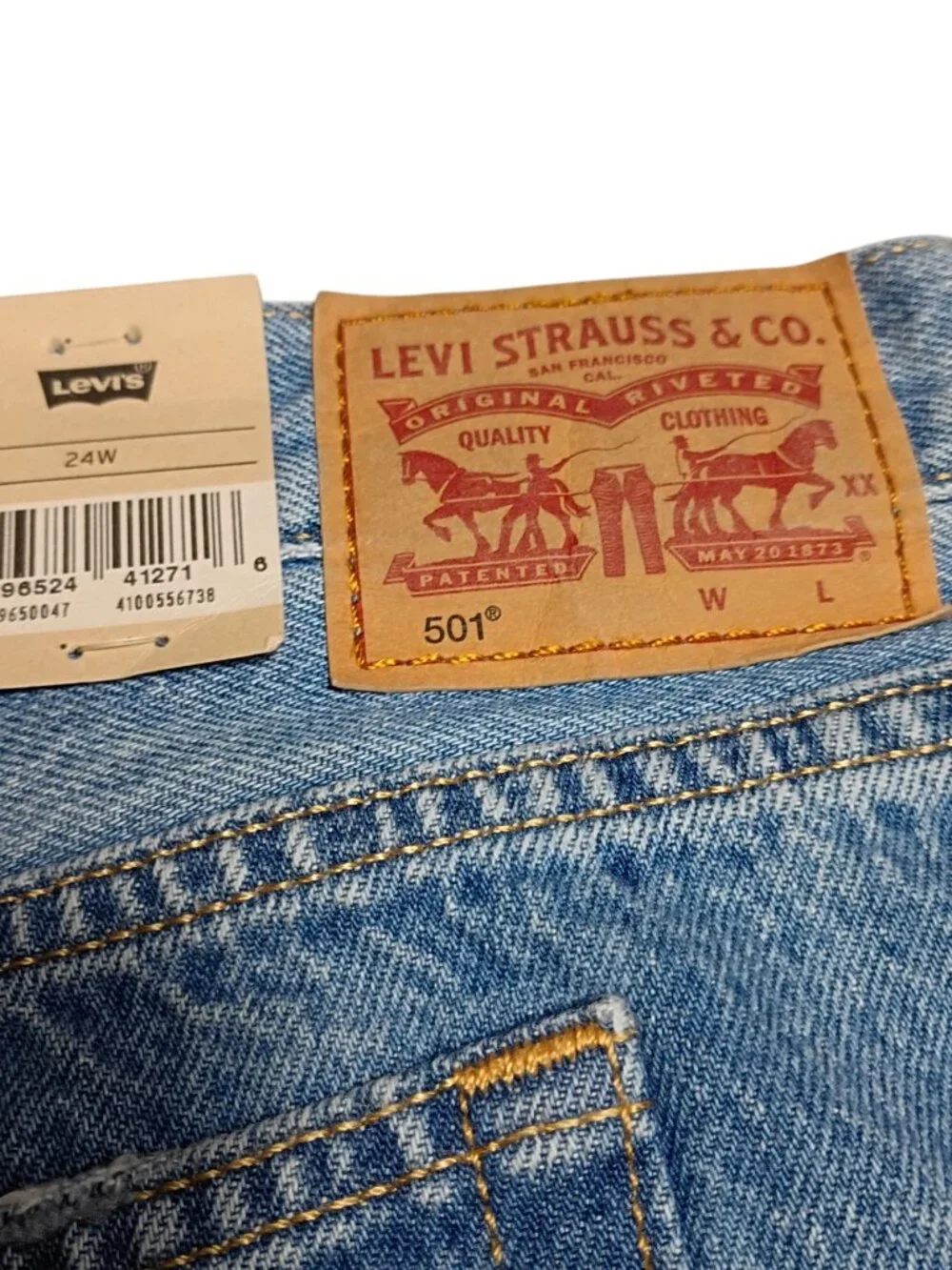 Levi's 501 Original Distressed High Rise Jean Shorts - 24W